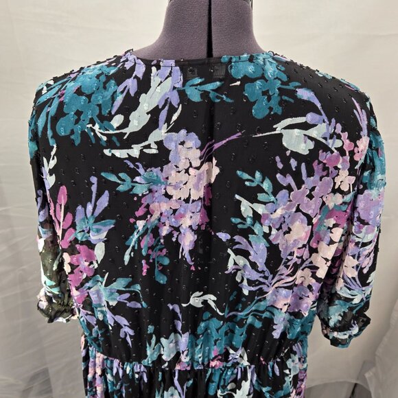 630-24 Torrid Maxi Swiss Dot Floral front tie Kimono Duster Size 2 (16/18) - Picture 8 of 12